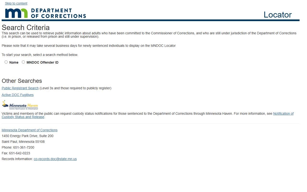 Minnesota DOC locator for Itasca County sentenced inmate records